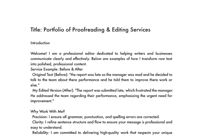 provide high quality editing and proofreading for your work